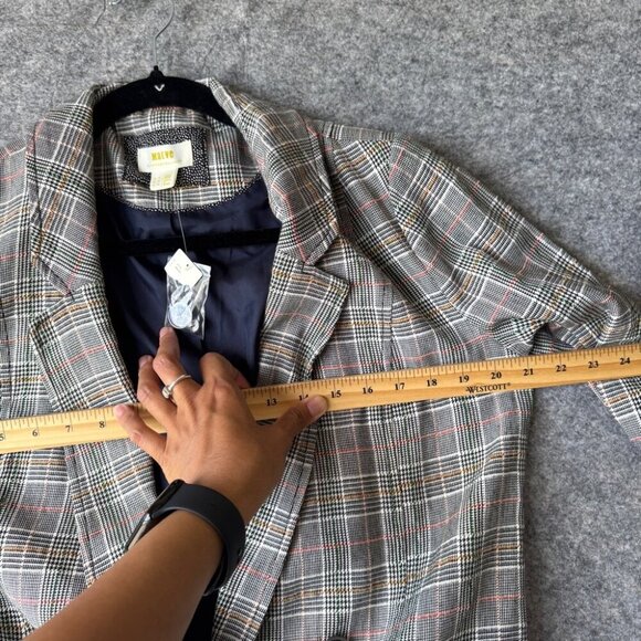 Maeve by Anthropologie Gray Multicolor Double Breasted Plaid Blazer  Size 10 - Picture 6 of 15